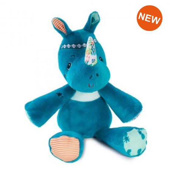  marius rhinocéros peluche câline bleu 